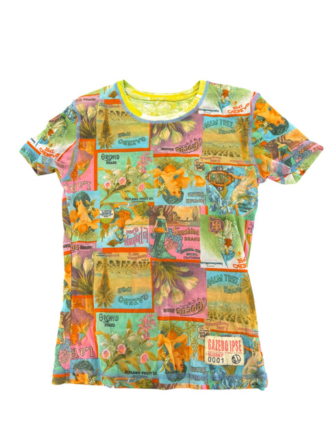 Vintage Mesh Print Colorful T-Shirt