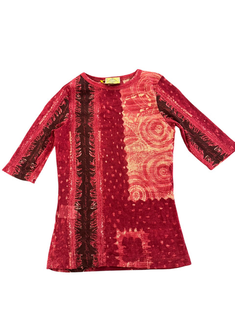 Legate Red Print Mis Sleeves Top