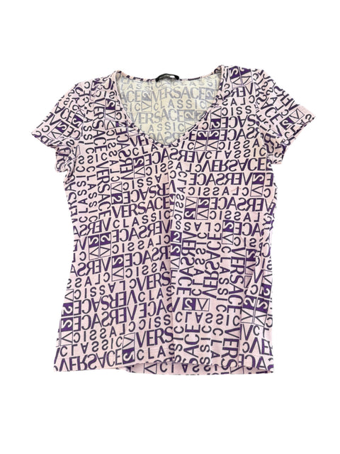 Versace All-Over Logo Text Print T-shirt