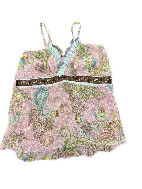 Vintage Mesh Pastel Print Top