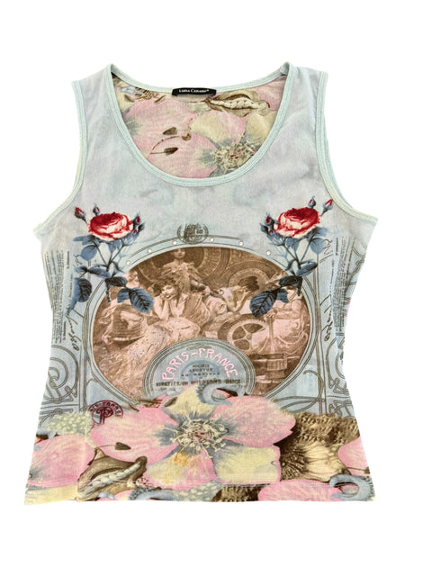 Luisa Cerano Mesh Art Print Top