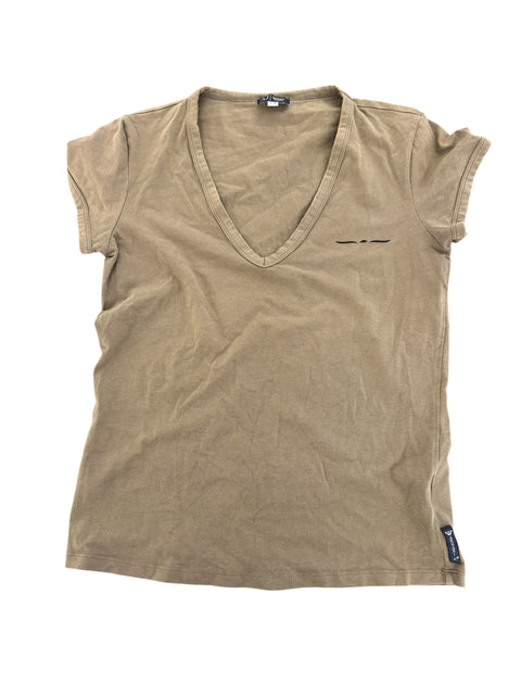 Armani Khaki V-Collar Tee-Shirt