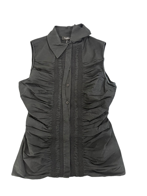 Vintage Black Pleated Sleeveless Shirt