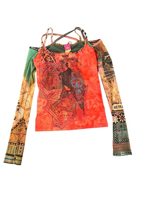 Save The Queen Color Print Top