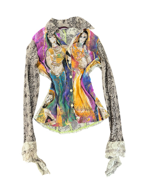 Renacimiento Mix Print Mesh Shirt