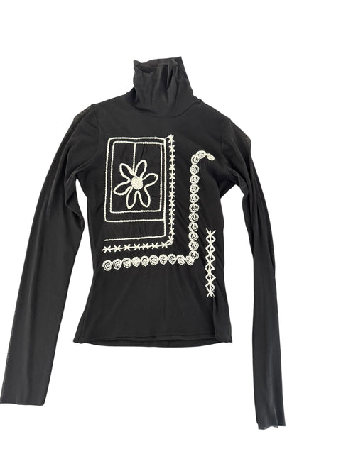 Extyn Graphic Print Turtle Neck Top