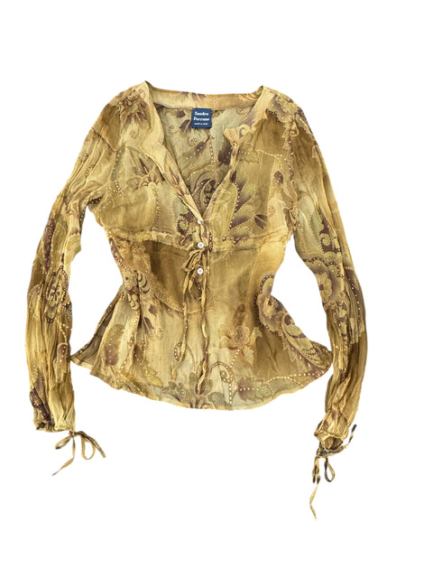 Sandro Ferrone Mesh Flowers Print Shirt