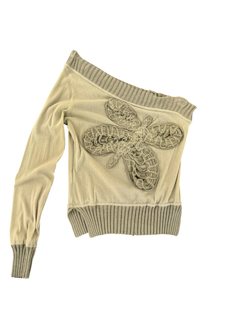 Vintage Arymetric Green Mesh Top