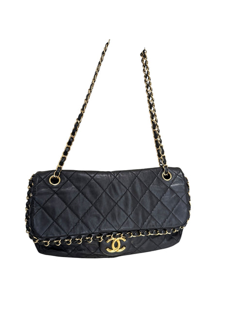 Chanel Black Lambskin Gold Chain Bag
