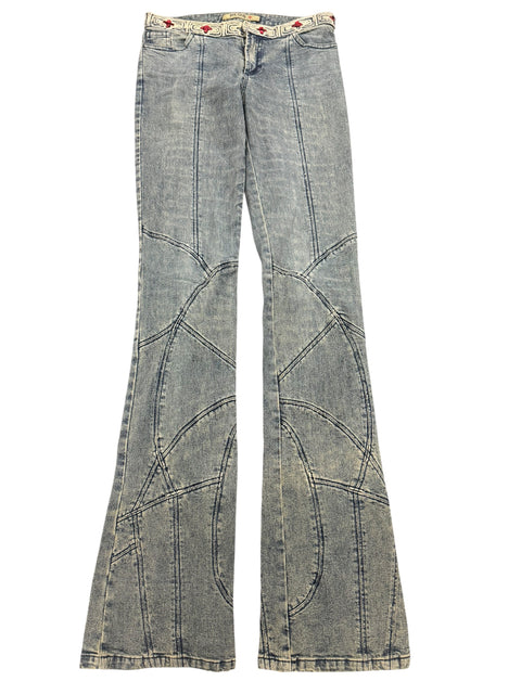 Plus+ Blue Wasted Red Cross Belt Detail Jean