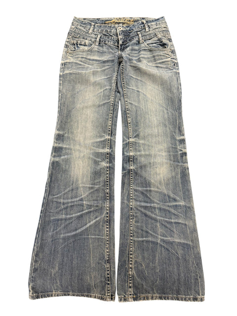 Vintage Light Blue Denim Double Belt Jean