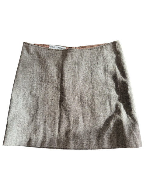 Dolce & Gabbana Brown Wool Mini Skirt