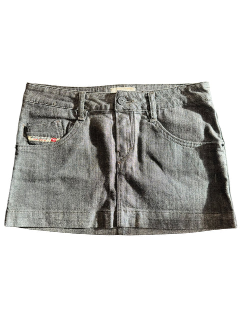 Diesel Silver Denim Mini Skirt