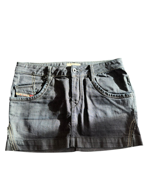 Diesel Navy Blue Black Seam Denim Mini Skirt