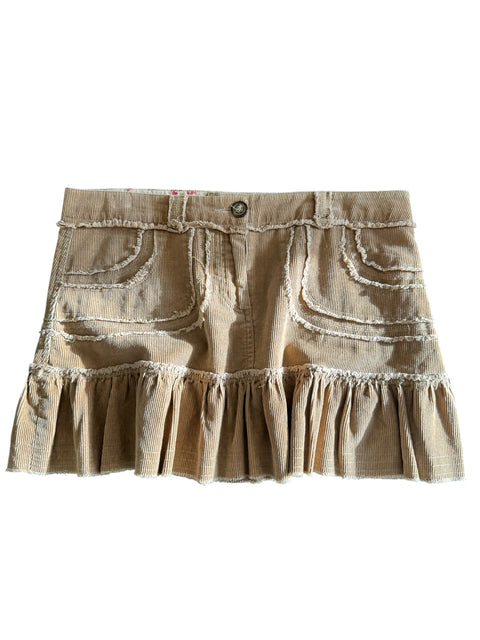 You Camel Velvet Frown Mini Skirt