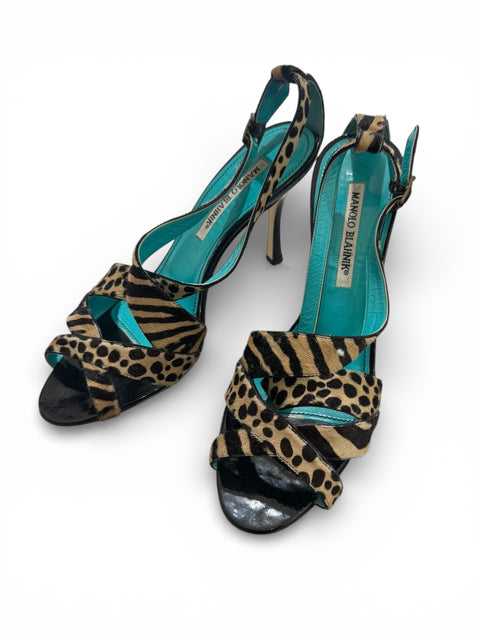 Manolo Blahnik Blue Animal Print Heels