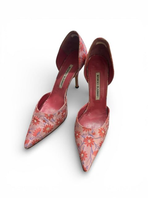 Manolo Blahnik Pink Flowers Heels