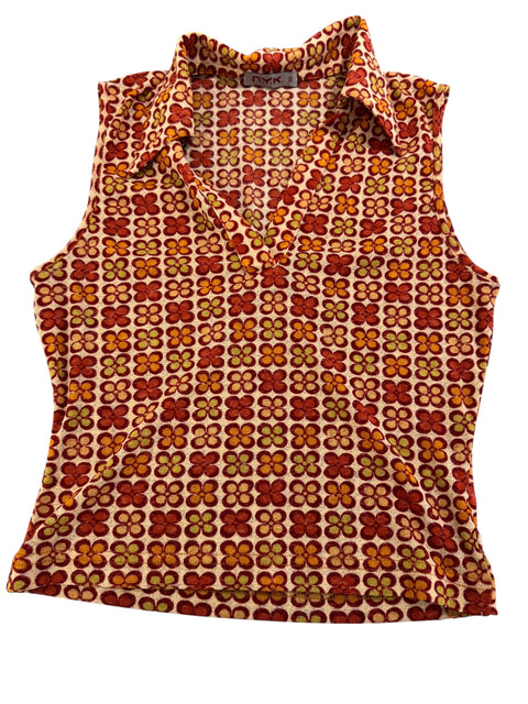N.Y.K Orange Red Mesh 70s Style Top