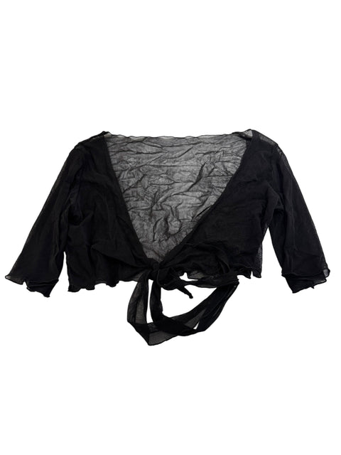 Black Mesh Wrap Top