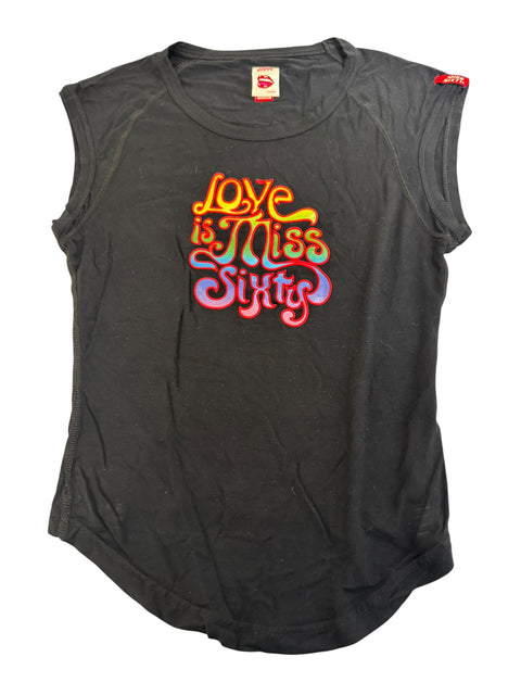 Miss Sixty Black Rainbow Print T-Shirt