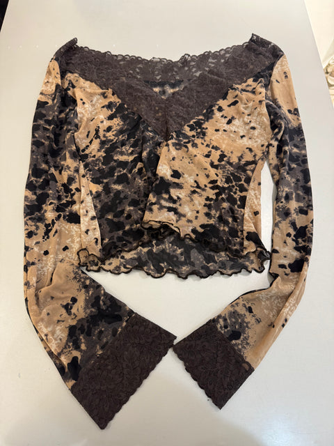 Vintage Brown Mesh&Lace Top