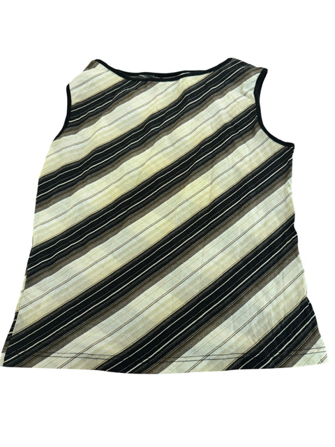 Street One Ecru. Brown Stripes Mesh Top