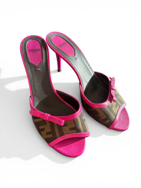 Fendi Zucca Canvas Pink Sandals