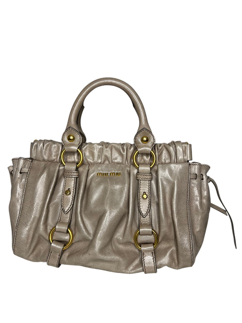 Miu Miu Vitellolux Beige Leather Hand Bag