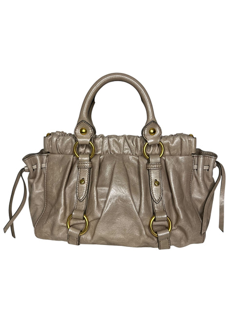 Miu Miu Vitellolux Beige Leather Hand Bag