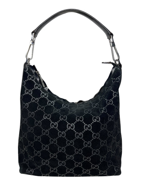 Gucci GG Black Suede Shoulder Bag