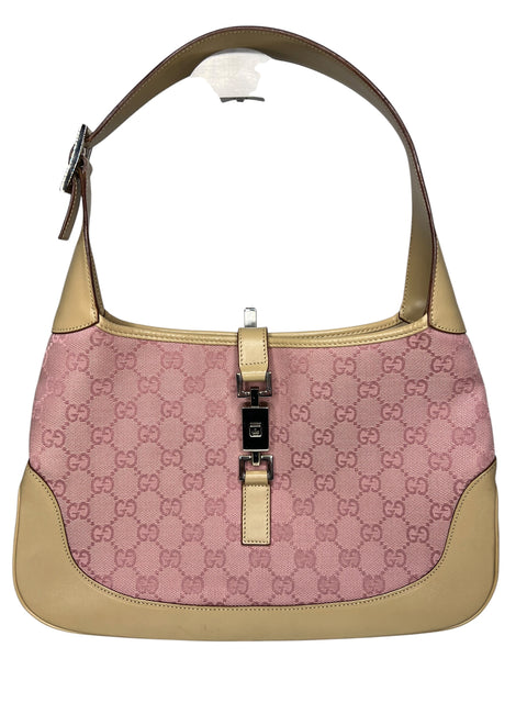Gucci Jackie GG Pink Canvas Shoulder Bag