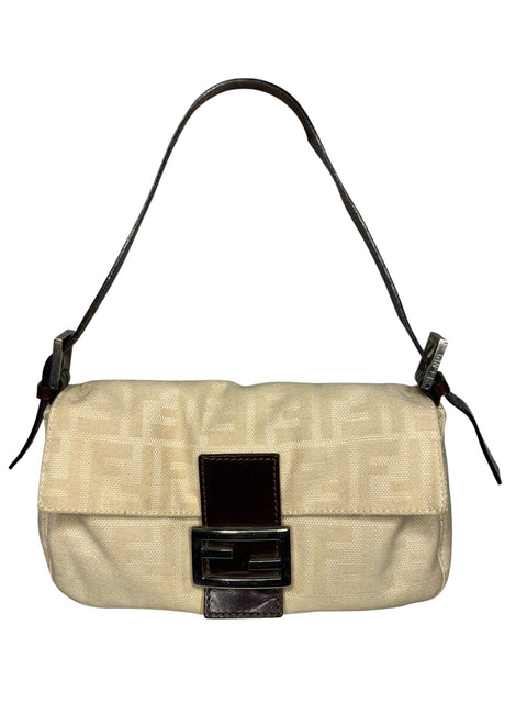 Fendi Mamma Baguette Zucca Canvas Shoulder Bag