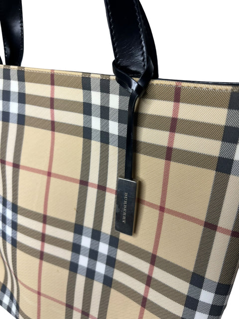 Burberry Nova Check Beige PVC Hand Bag
