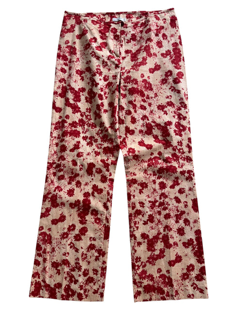 Halfon Beige Red Floral Print Pant