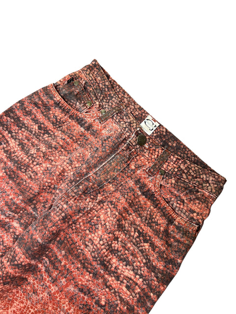Roberto Cavalli Red Gold Print Pant
