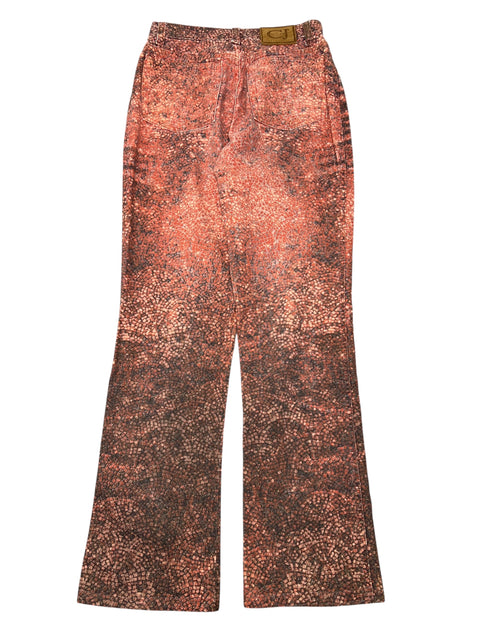 Roberto Cavalli Red Gold Print Pant