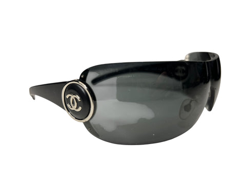 Chanel Black Matt Silver Mask Sunglasses