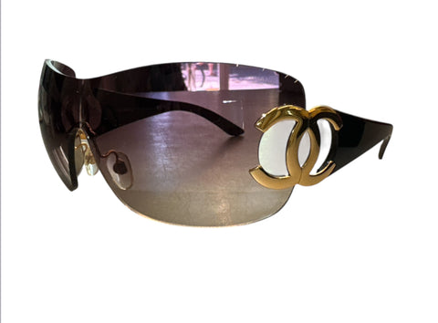 Chanel Brown Oversized Mask Sunglasses
