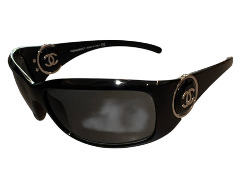 Chanel Black Round Logo Sunglasses