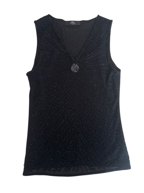Mec Embroidered Beads Black Tank Top