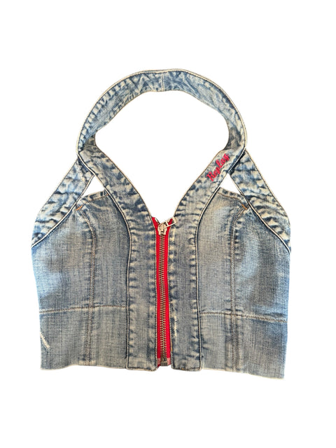 Replay Backless Zip Denim Top
