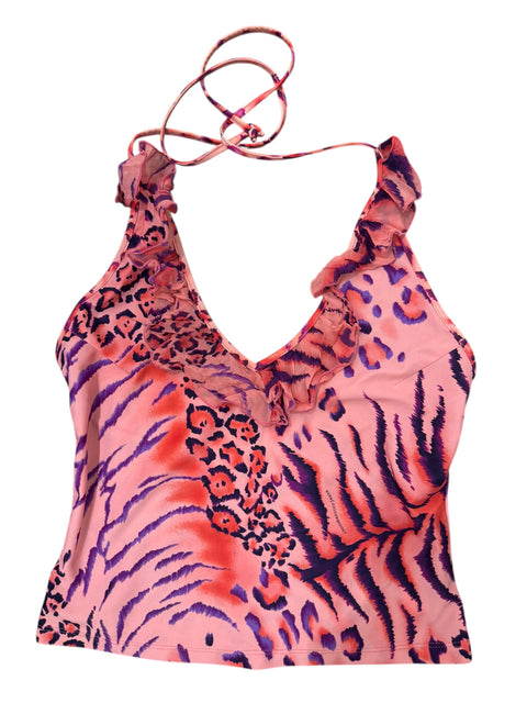 Roccobarocco Pink Animal Print Backless Top