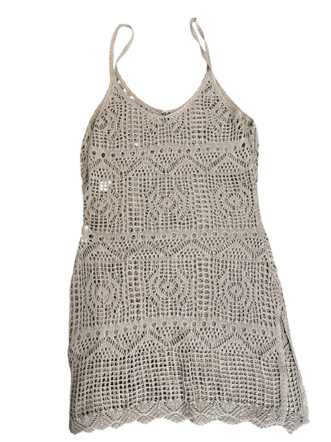 Vintage Beige Knit Lace Mini Dress