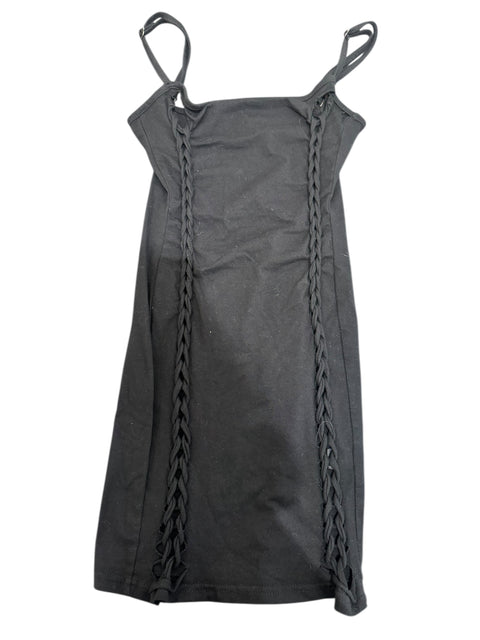 Vintage Black Cotton Braided Dress