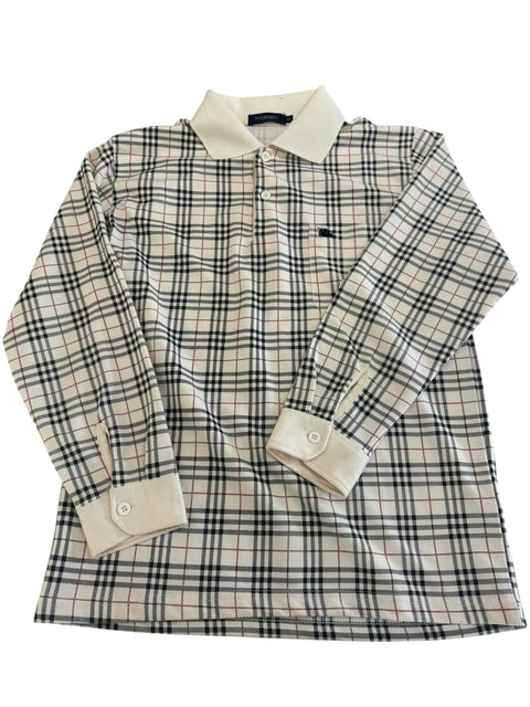 Burberry Ecru Tartan Long Sleeve Polo