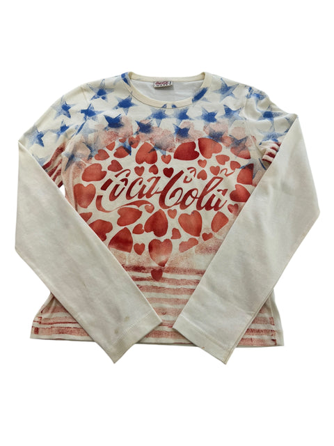 Coca Cola White American Heart Print Long Sleeve