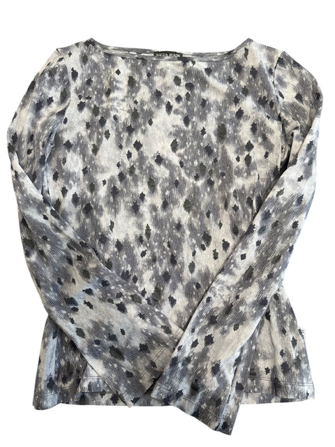 Krizia Jeans Mesh Grey Abstract Print Long Sleeve