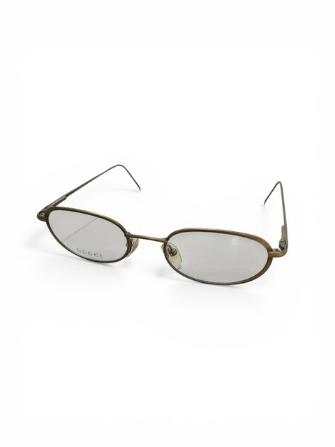 Gucci Bronze Slim Metal Oval Glasses
