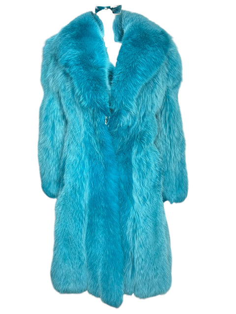 Vintage Bright Blue Fox Long Fur