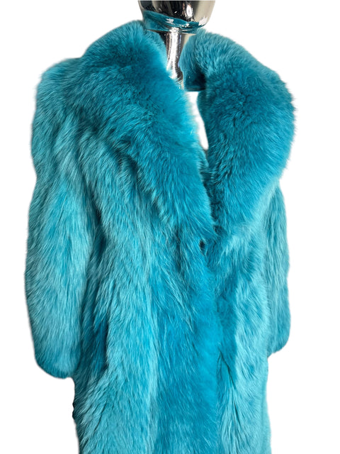 Vintage Bright Blue Fox Long Fur